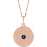 14K Rose Lab-Grown Blue Sapphire Disc 16-18" Necklace