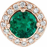 14K Rose Lab-Grown Emerald &amp; .08 CTW Natural Diamond Pendant