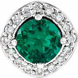 14K White Lab-Grown Emerald &amp; .08 CTW Natural Diamond Pendant