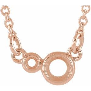 14K Rose 3 mm Round Accented Bezel Set 18" Necklace Mounting