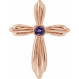 14K Rose Natural Amethyst Cross Pendant