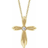 14K Yellow .06 CTW Natural Diamond Cross 16-18" Necklace
