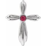 Sterling Silver Lab-Grown Ruby Cross Pendant