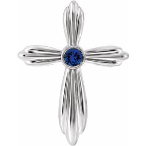 Platinum Natural Blue Sapphire Cross Pendant
