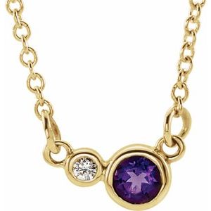 14K Yellow Natural Amethyst &amp; .02 CTW Natural Diamond 16" Necklace