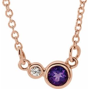 14K Rose Natural Amethyst &amp; .02 CTW Natural Diamond 16" Necklace