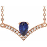 14K Rose Lab-Grown Blue Sapphire &amp; .06 CTW Natural Diamond 18" Necklace