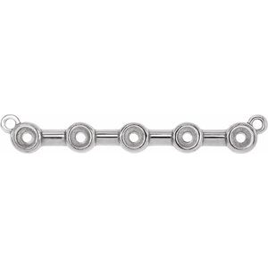 10K White 2 mm Round Bezel Set Bar Necklace Center