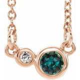 14K Rose Natural Alexandrite &amp; .02 CTW Natural Diamond Semi-Set 16" Necklace