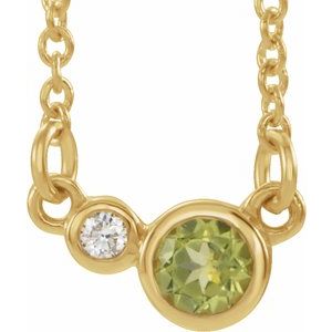 14K Yellow Natural Peridot &amp; .02 CTW Natural Diamond 16" Necklace