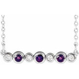 14K White Natural Amethyst &amp; .08 CTW Natural Diamond Bezel Set 16-18" Necklace