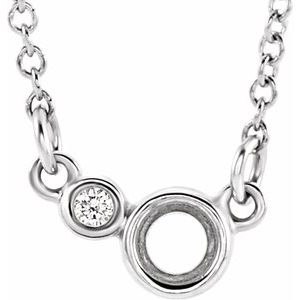 14K White 3 mm Round .02 CTW Natural Diamond Semi-Set 16" Necklace