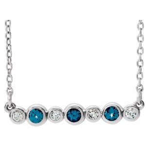 14K White Natural Alexandrite &amp; .07 CTW Natural Diamond Bezel Set 16-18" Necklace