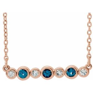 14K Rose Lab-Grown Alexandrite &amp; .08 CTW Natural Diamond Bezel Set 16-18" Necklace