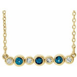14K Yellow Natural Alexandrite &amp; .08 CTW Natural Diamond Bezel Set 16-18" Necklace