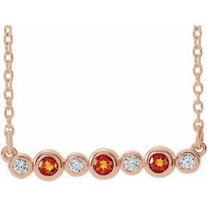 14K Rose Natural Citrine &amp; .08 CTW Natural Diamond Bezel Set 16-18" Necklace
