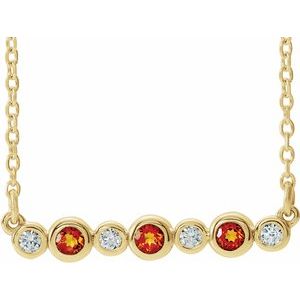 14K Yellow Natural Citrine &amp; .08 CTW Natural Diamond Bezel Set 16-18" Necklace