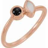 14K Rose Natural White Opal &amp; Natural Black Onyx Ring