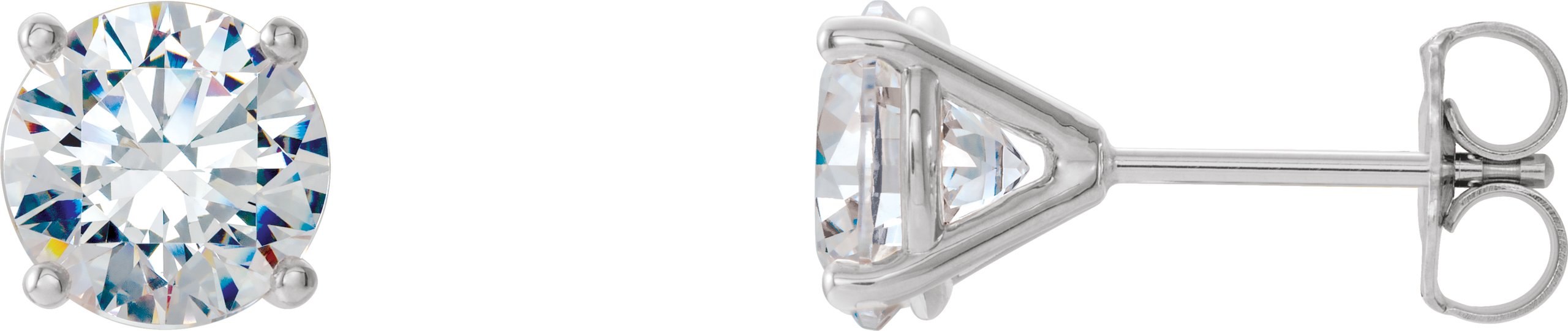 29762 / 14K White / Set / Round / Lab-Grown Diamond / Pair / 5Mm :: 1 Ctw / Si1-Si2, GH / Friction / Friction Backs Included / 4-Prong / Polished / 1 Ctw Lab-Grown Diamond 4-Prong Stud Earrings
