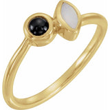 14K Yellow Natural White Opal &amp; Natural Black Onyx Ring