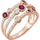 14K Rose Ruby &amp; 3/8 CTW Diamond Ring