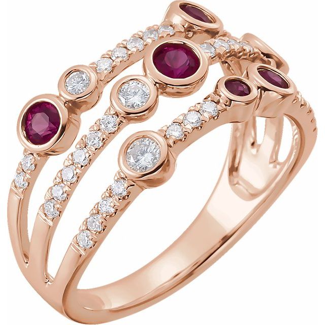 14K Rose Ruby &amp; 3/8 CTW Diamond Ring
