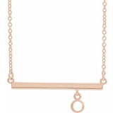 14K Rose 3 mm Round Bezel Set 16" Bar Necklace Mounting