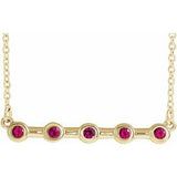 14K Yellow Lab-Grown Ruby Bezel-Set Bar 18" Necklace
