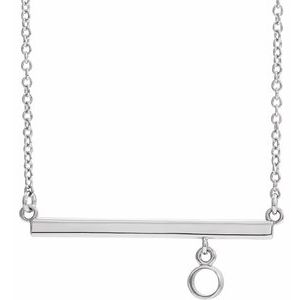 14K White 3 mm Round Bezel Set 16" Bar Necklace Mounting