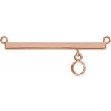 14K Rose 3 mm Round Bezel Set Bar Necklace Center