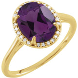 14K Yellow 10x8 mm Natural Amethyst &amp; .06 CTW Natural Diamond Ring