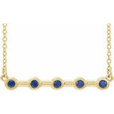 14K Yellow Lab-Grown Blue Sapphire Bezel Set Bar 16" Necklace