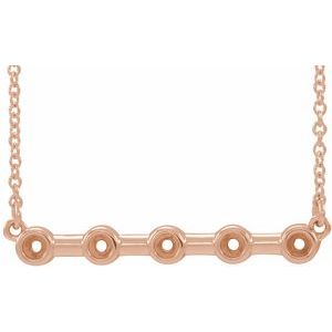 14K Rose 2 mm Round Bezel Set Bar 16" Necklace Mounting