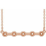 14K Rose 2 mm Round Bezel Set Bar 18" Necklace Mounting