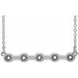 14K White 2 mm Round Bezel Set Bar 16" Necklace Mounting