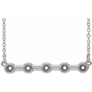 14K White 2 mm Round Bezel Set Bar 18" Necklace Mounting