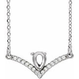 Platinum 6x4 mm Pear .06 CTW Natural Diamond Semi-Set V 18" Necklace