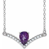 Platinum Natural Amethyst &amp; .06 CTW Natural Diamond 18" Necklace