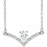 14K White Natural Diamond &amp; .06 CTW Natural Diamond 18" Necklace