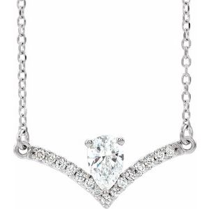 14K White Natural Diamond &amp; .06 CTW Natural Diamond 18" Necklace