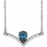 14K White Lab-Grown Alexandrite &amp; .06 CTW Natural Diamond 16" Necklace