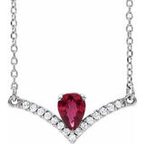 14K White Natural Ruby &amp; .06 CTW Natural Diamond 18" Necklace