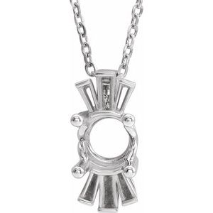 14K White 6 mm Round Accented Necklace Mounting