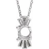 Sterling Silver 6mm Round Accented Necklace Mounting