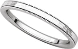 14K White Gold 2 mm Milgrain Edge Comfort-Fit Flat Band Size 7