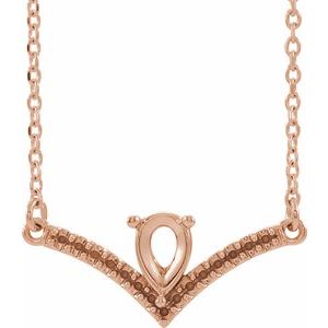 14K Rose Accented V 16" Necklace Mounting