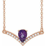 14K Rose Natural Amethyst &amp; .06 CTW Natural Diamond 16" Necklace