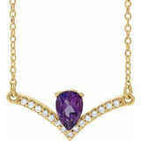 14K Yellow Natural Amethyst &amp; .06 CTW Natural Diamond 16" Necklace