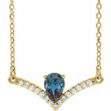14K Yellow Lab-Grown Alexandrite &amp; .06 CTW Natural Diamond 18" Necklace