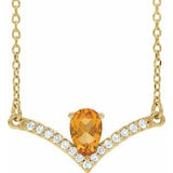 14K Yellow Natural Citrine &amp; .06 CTW Natural Diamond 18" Necklace